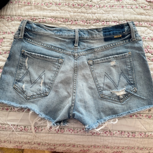 MOTHER Pants - MOTHER Light Blue Distressed Denim Cutoff Shorts
